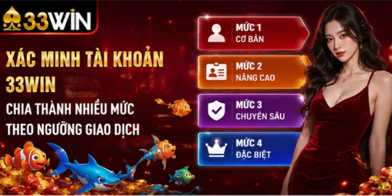Xác minh tài khoản 33Win chia thành nhiều mức theo ngưỡng giao dịch